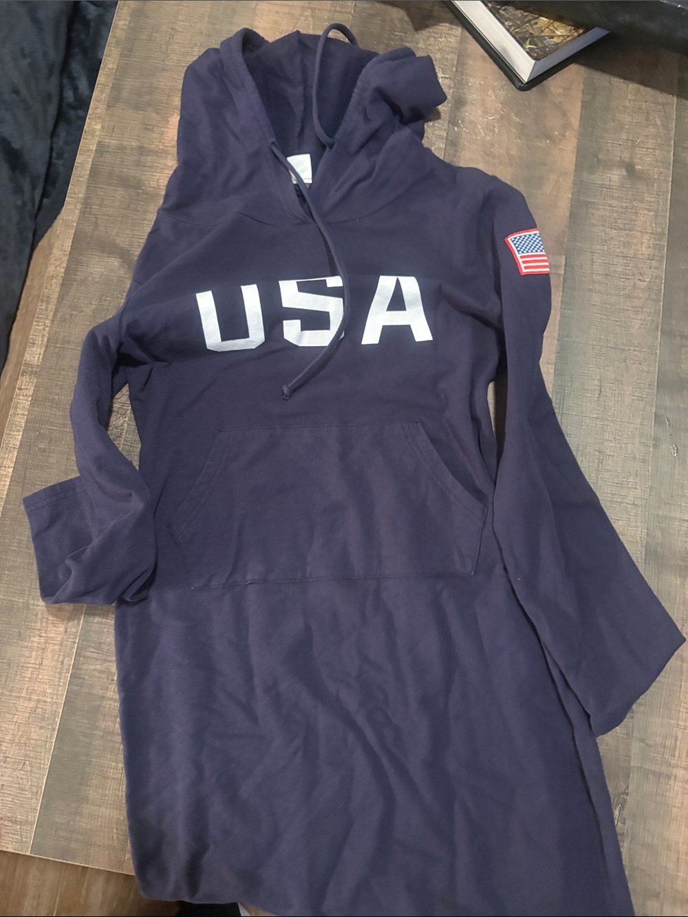 VENUS Navy Pullover Hoodie with Hood and Drawstrings